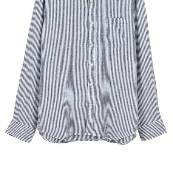 J.Crew Factory Men's Classic Linen Blend Long Sleeve Stripe Shirt Blue Size XL - Picture 5 of 11